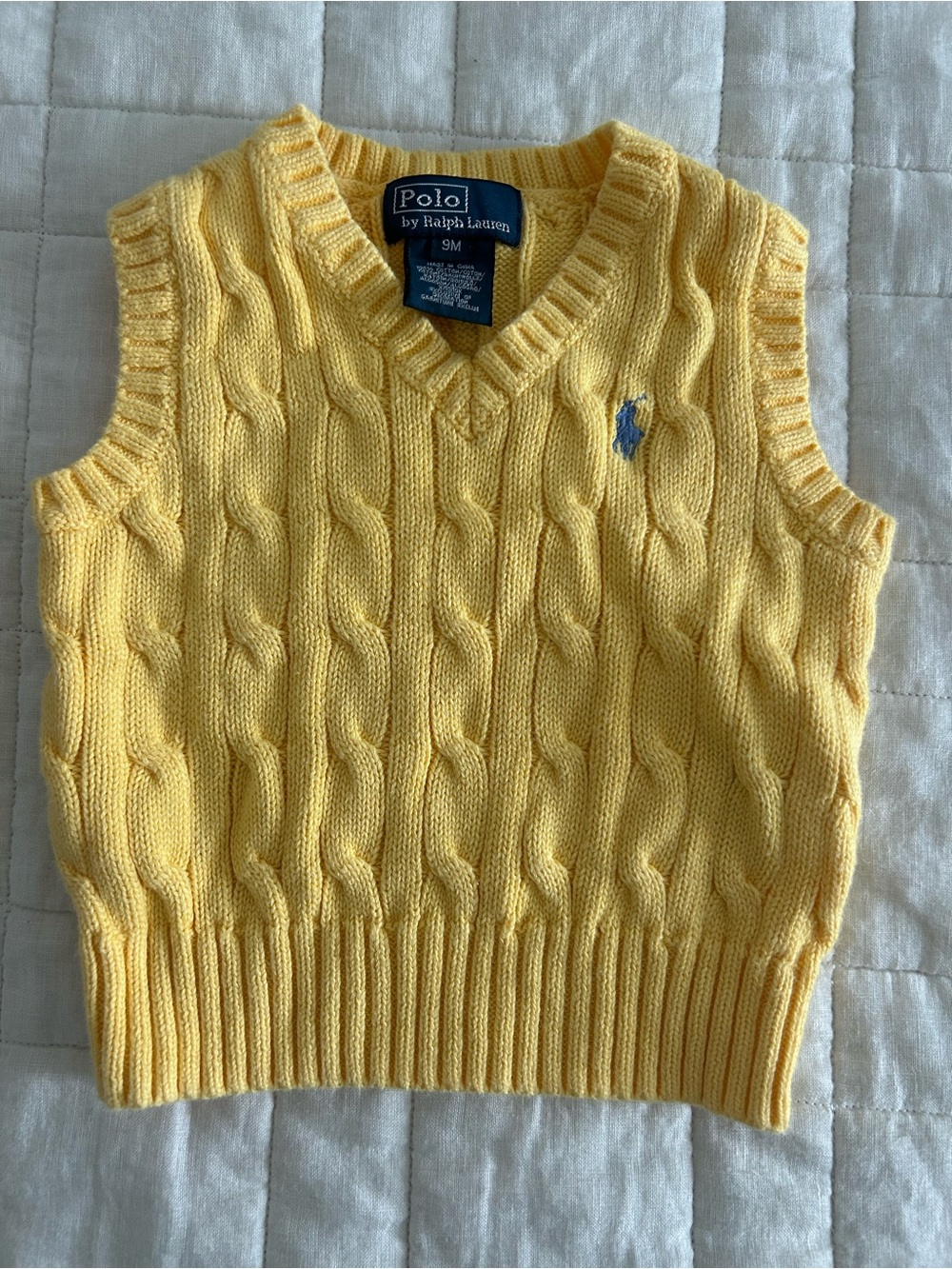 Ralph Lauren cable knit vest, cotton 9m